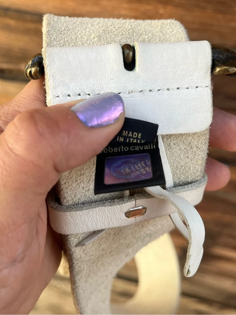 JUST CAVALLI | Y2K Cream White Leather Suede Belt 32-38